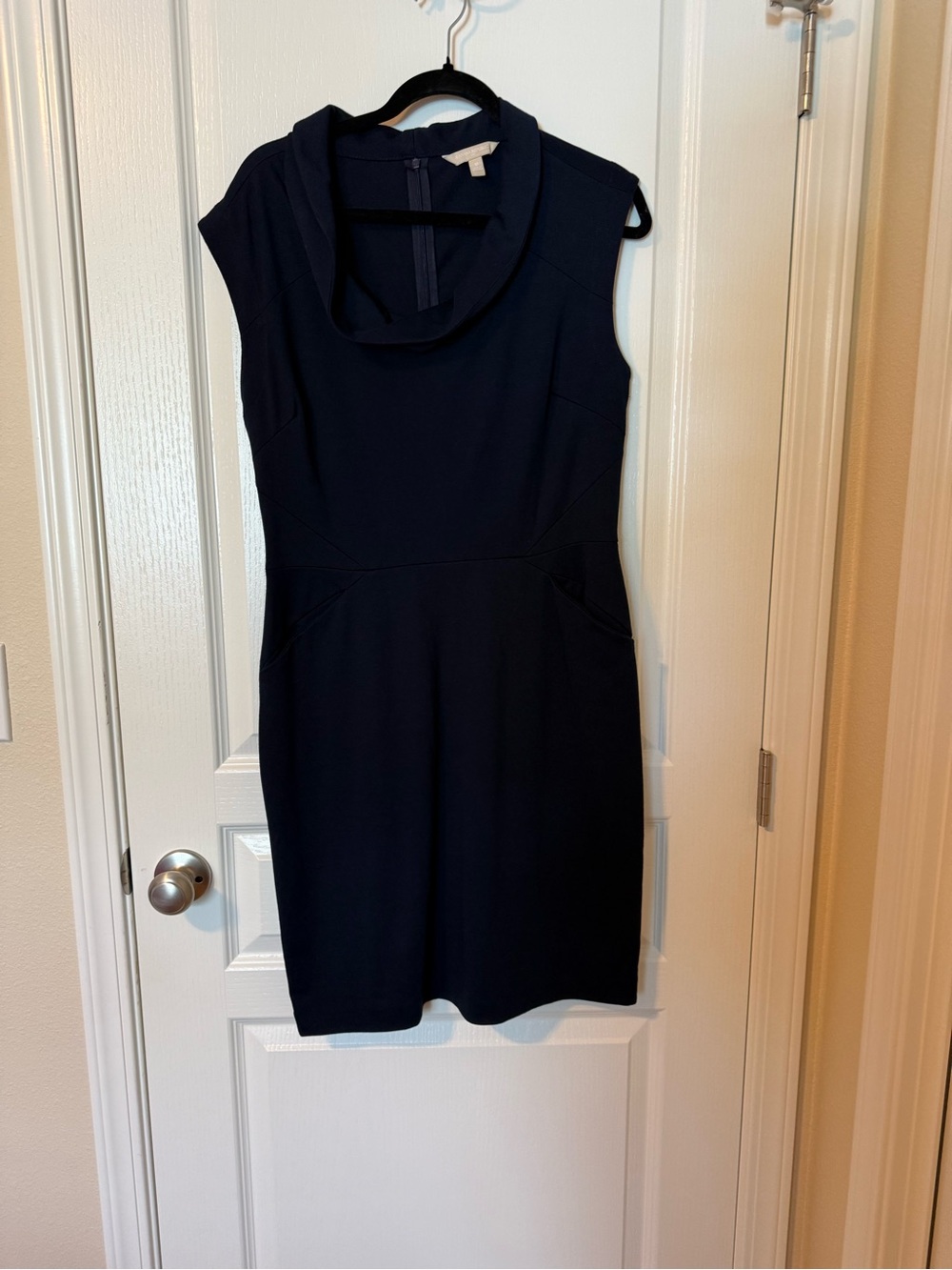 Banana Republic Navy Cowl Neck Sheath Dress